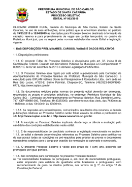 PREFEITURA MUNICIPAL DE S&Atilde;O CARLOS ESTADO DE SANTA