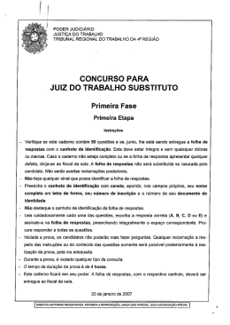 Prova Objetiva - Etapa 1 - Tribunal Regional do Trabalho da 4&ordf; Regi&atilde;o