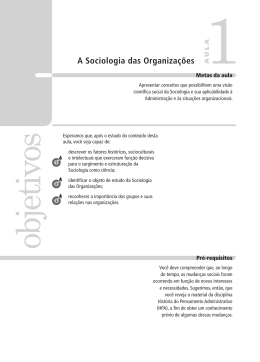 A Sociologia das Organiza&ccedil;&otilde;es