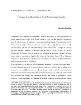 A RECEPO DA SOCIOLOGIA ALEM NO BRASIL *