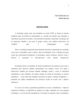 Introdu&ccedil;&atilde;o a Sociologia - historia
