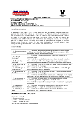 ROTEIRO DE ESTUDO - Escola Palomar de Lagoa Santa