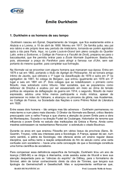 A sociologia &Eacute;mile Durkheim - Material Alunos