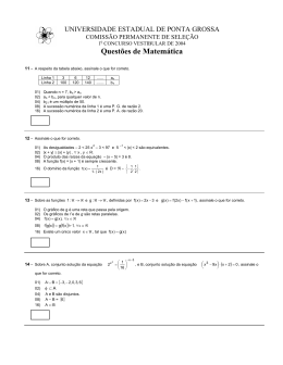 Questões de Matemática - Universidade Estadual de Ponta Grossa