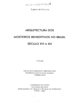 ARQUITECTURA DOS MOSTEIROS BENEDITINOS NO BRASIL