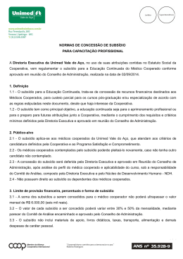 NORMAS DE CONCESS&Atilde;O DE SUBS&Iacute;DIO PARA CAPACITA&Ccedil;&Atilde;O
