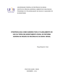 etnopedologia como subs&iacute;dio para o planejamento de uso
