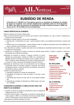 SUBSÍDIO DE RENDA - Associação dos Inquilinos Lisbonenses