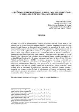A HISTÓRIA DA ENFERMAGEM COMO SUBSÍDIO PARA