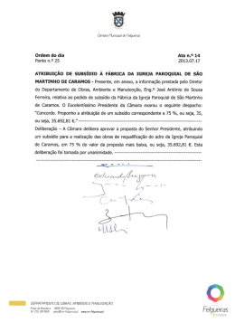 Atribuição de subsídio à Fábrica da Igreja Paroquial de São