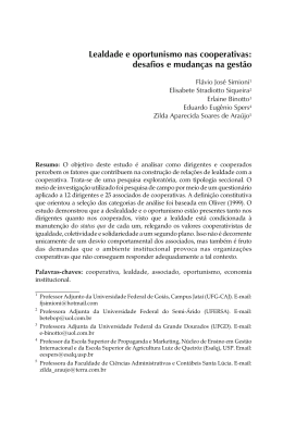 Lealdade e oportunismo nas cooperativas: desafios e mudan&ccedil;as na