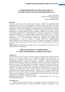 comprometimento organizacional em organiza&ccedil;&atilde;o n&atilde;o - AS-PTA