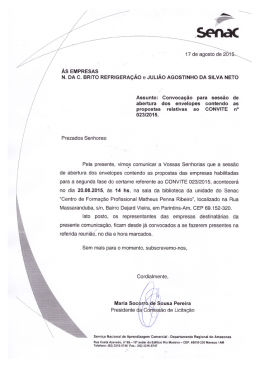 ABERTURA DOS ENVELOPES - Portal G&ecirc;nesis / Senac-Am
