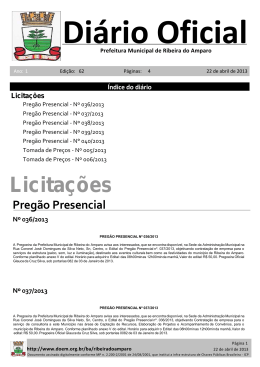 Licitações Pregão Presencial Nº 036/2013