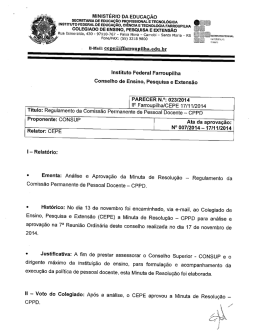 Parecer 023 2014 - Regulamento da Comiss&atilde;o Permanente de