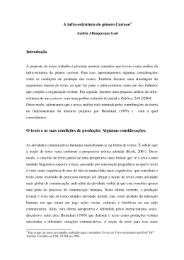 A infra-estrutura do g&ecirc;nero Cartoon Introdu&ccedil;&atilde;o O texto e as suas