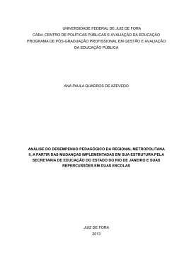 an&aacute;lise do desempenho pedag&oacute;gico da regional metropolitana ii, a
