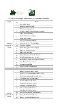 RELAÇÃO DE DEFENSORES PARA ENTREGA DAS CARTEIRAS