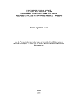 Uso de plantas medicinais no munic&iacute;pio de Benevides/Par&aacute;