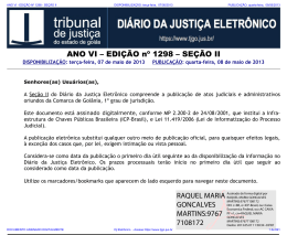 TJ-GO DIÁRIO DA JUSTIÇA ELETRÔNICO - EDIÇÃO 1298