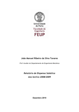 Jo&atilde;o Manuel Ribeiro da Silva Tavares Relat&oacute;rio de Dispensa