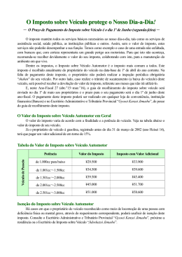 O Imposto sobre Veículos protege a nossa Vida