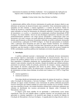 Instrumentos Econ&ocirc;micos de Pol&iacute;tica Ambiental &ndash; Um
