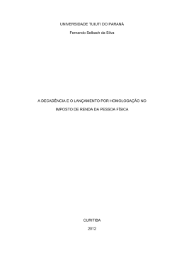 a decadencia e o lancamento por homologacao no - TCC On-line