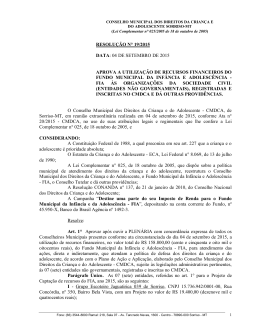 resolução n° 19/2015 - Prefeitura Municipal de Sorriso
