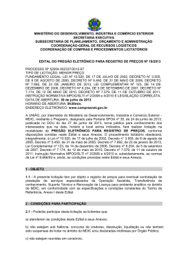 do Edital - Minist&eacute;rio do Desenvolvimento, Ind&uacute;stria e