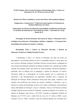 XVIII Colóquio Afirse Secção Portuguesa § Deontologia, Ética e