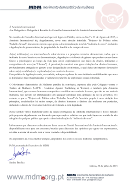 Carta do MDM à Secção Portuguesa da Amnistia Internacional