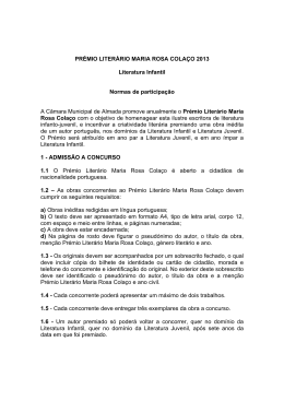 Pr&eacute;mio Liter&aacute;rio Maria Rosa Cola&ccedil;o 2013