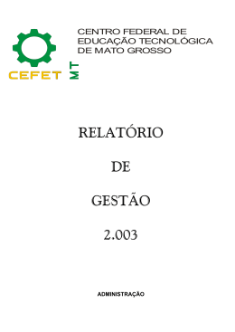 RELATÓRIO DE GESTÃO 2.003