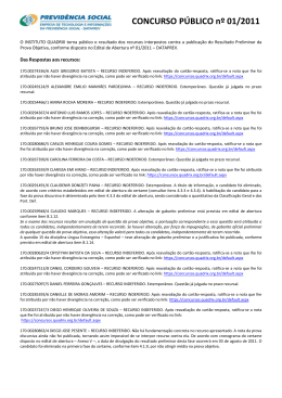 Resposta dos Recursos - Resultado Preliminar