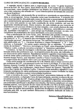 CURSO DE ESPECIALIZAÇÃO: A GENTE BRASILEIRA A sugestão