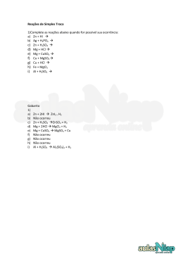 Rea&ccedil;&otilde;es de Simples Troca 1)Complete as rea&ccedil;&otilde;es