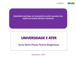 Universidade e Ater - Palestra de Sonia Maria Pereira Bergamasco