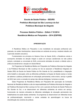 Escola de Sa&uacute;de P&uacute;blica &ndash; SES/RS Prefeitura Municipal de S&atilde;o