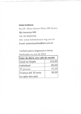 Hotel Est&acirc;ncia Rua Dr. Olavo Gomes Pinto 195 Centro S&atilde;o