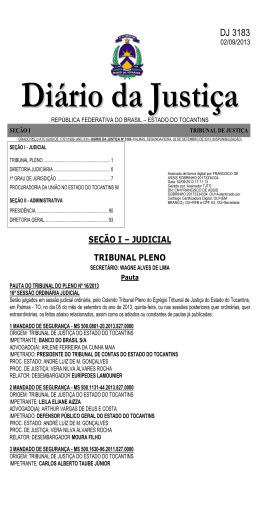 DJ 3183 - Tribunal de Justi&ccedil;a do Estado do Tocantins