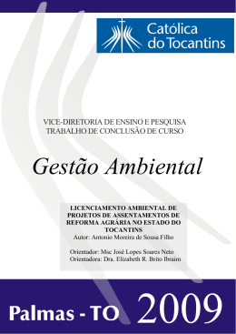Gest&atilde;o Ambiental - Cat&oacute;lica do Tocantins
