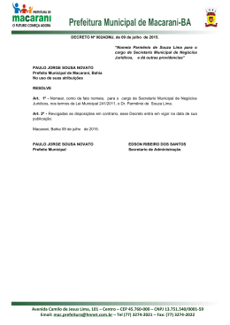 Decreto Nº 002ADMJ de 09 de Julho de 2015