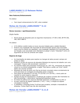 LABELMARK 5.13 Release Notes Notas de Vers&atilde;o LABELMARK