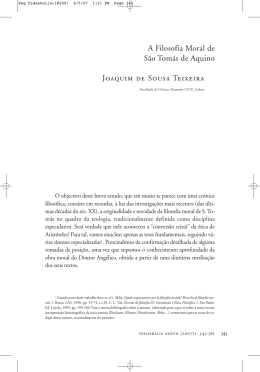 A Filosofia Moral de S&atilde;o Tom&aacute;s de Aquino Joaquim de Sousa