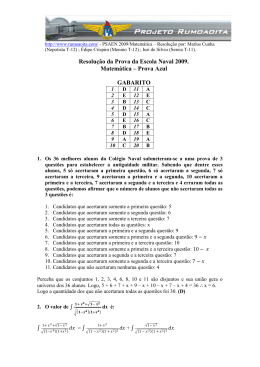Resolu&ccedil;&atilde;o da Prova da Escola Naval 2009. Matem&aacute;tica &ndash; Prova