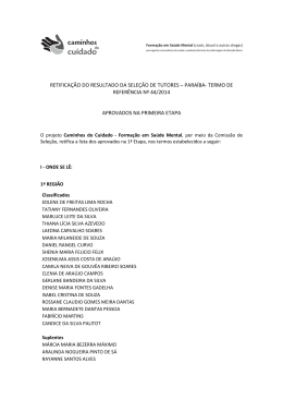 Retifica&ccedil;&atilde;o do Resultado 1&ordf; Etapa TUTORES PB