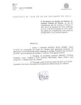 PORTARIA N&deg; 1838 DE 09 DE OUTUBRO DE 2014.