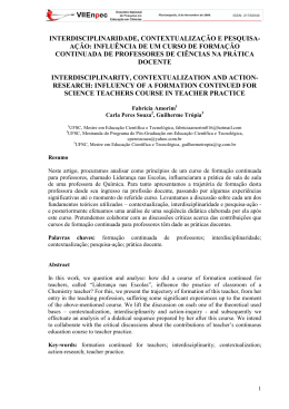 interdisciplinaridade, contextualiza&ccedil;&atilde;o e pesquisa
