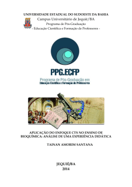 Aplica&ccedil;&atilde;o do Enfoque CTS no Ensino de